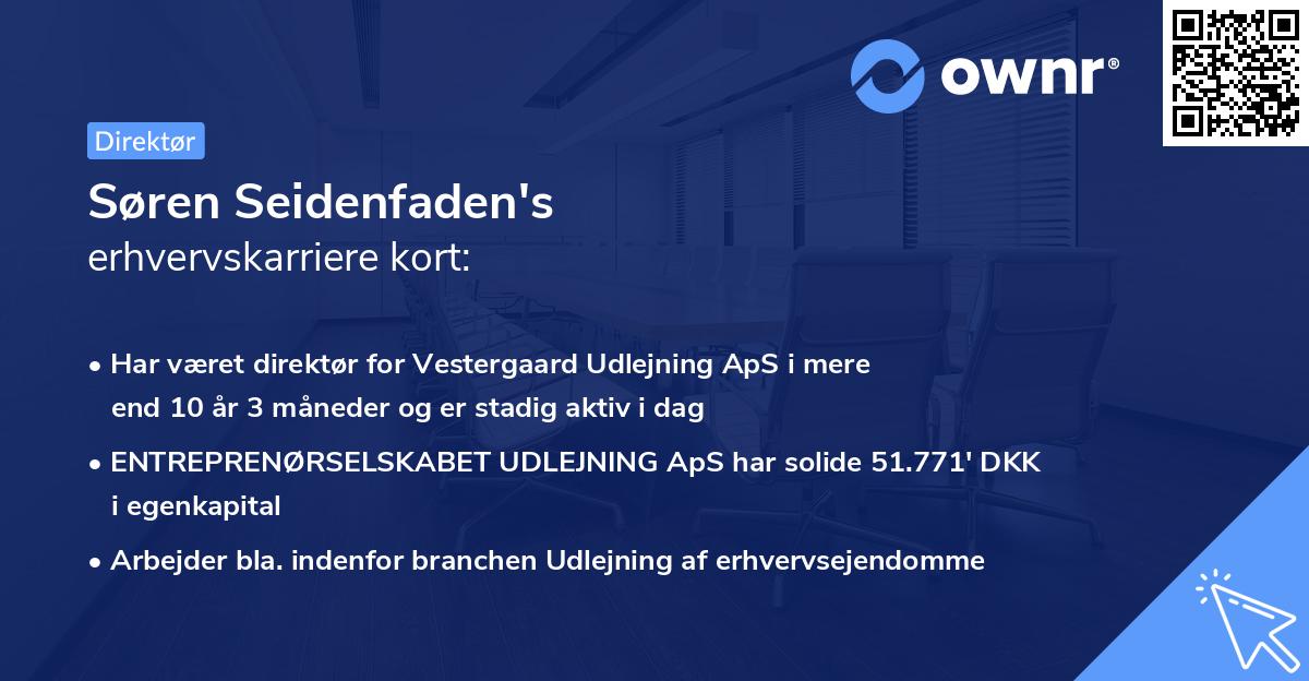 Søren Seidenfaden's erhvervskarriere kort