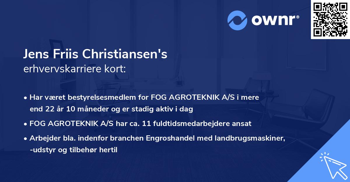 Jens Friis Christiansen's erhvervskarriere kort