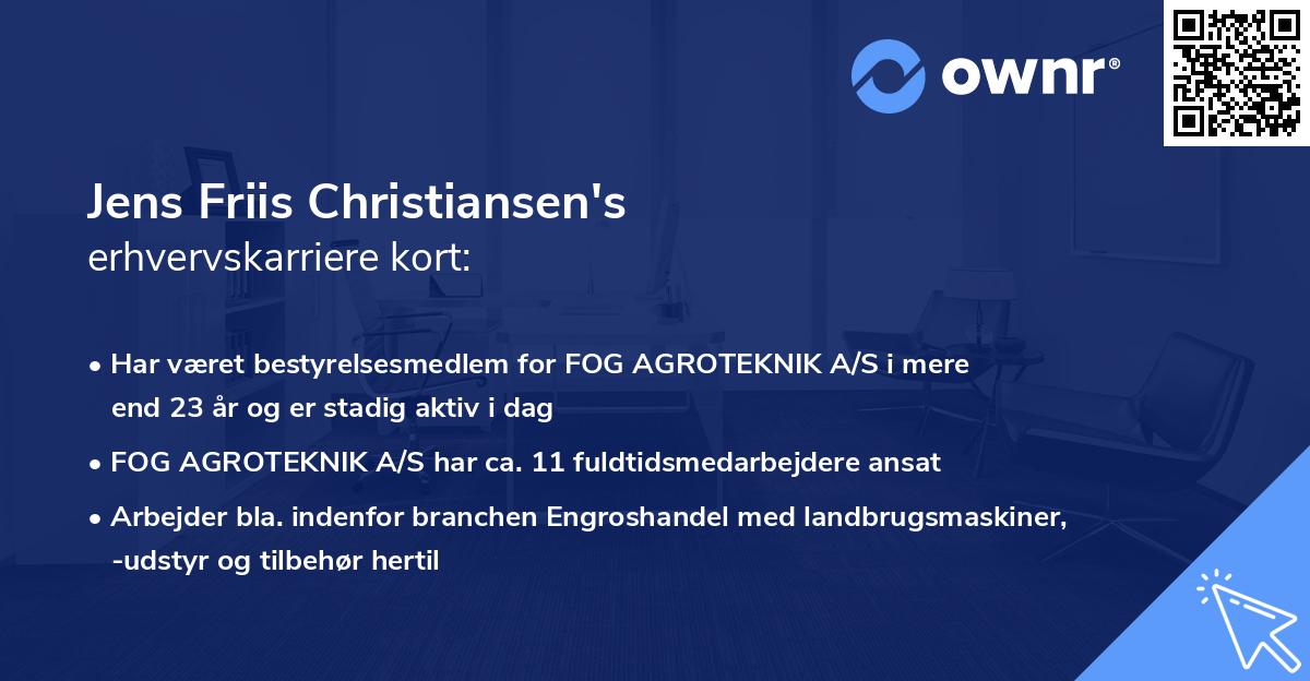 Jens Friis Christiansen's erhvervskarriere kort