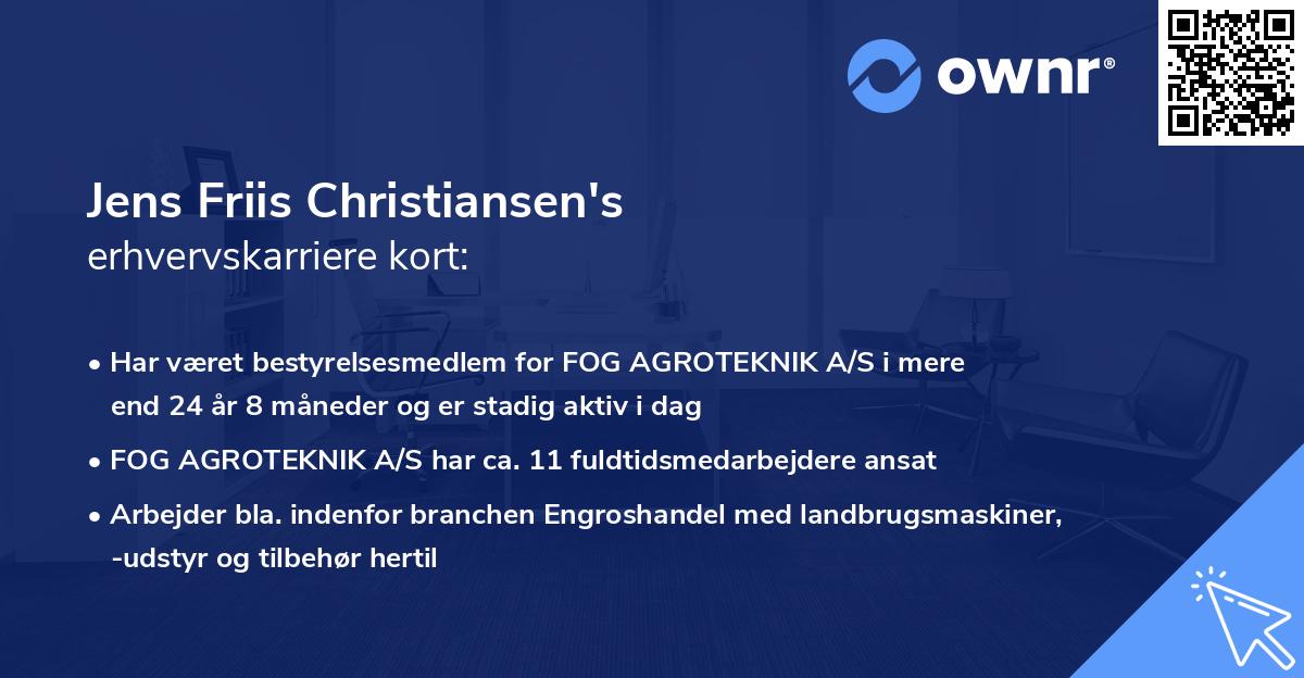 Jens Friis Christiansen's erhvervskarriere kort