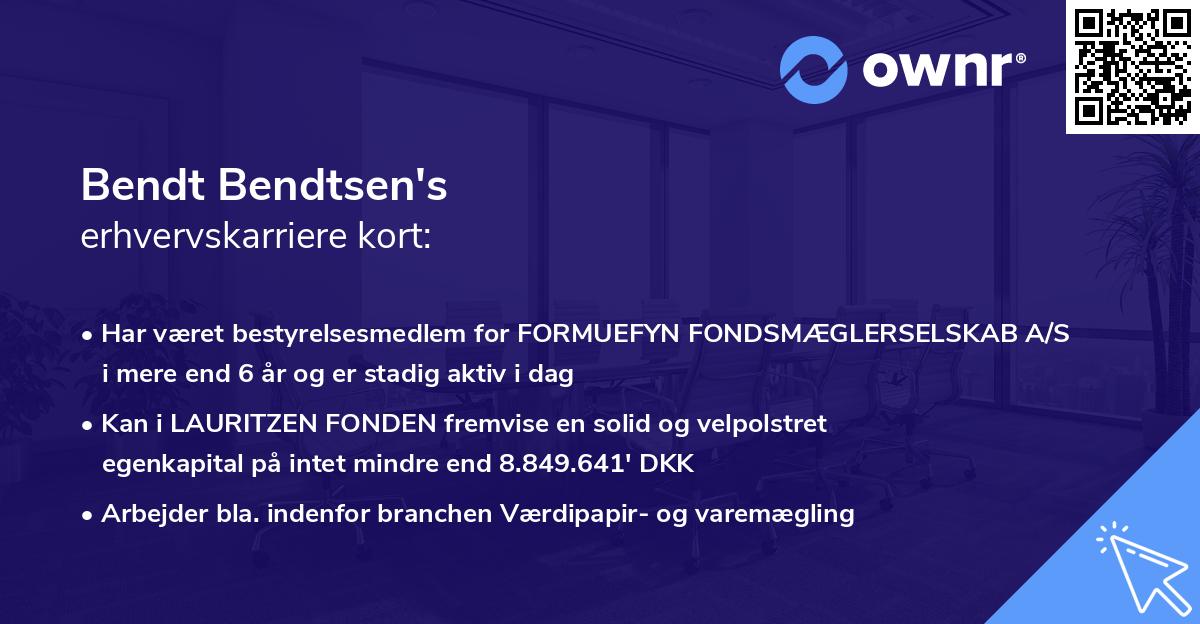 Bendt Bendtsen's erhvervskarriere kort