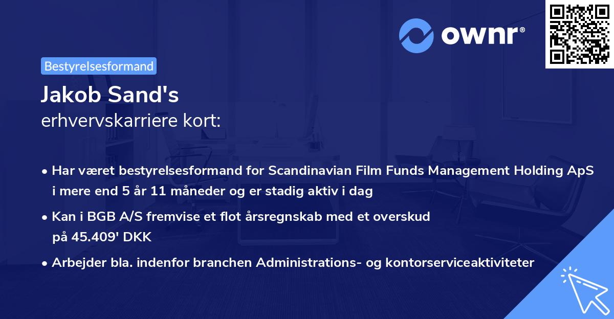 Jakob Sand's erhvervskarriere kort