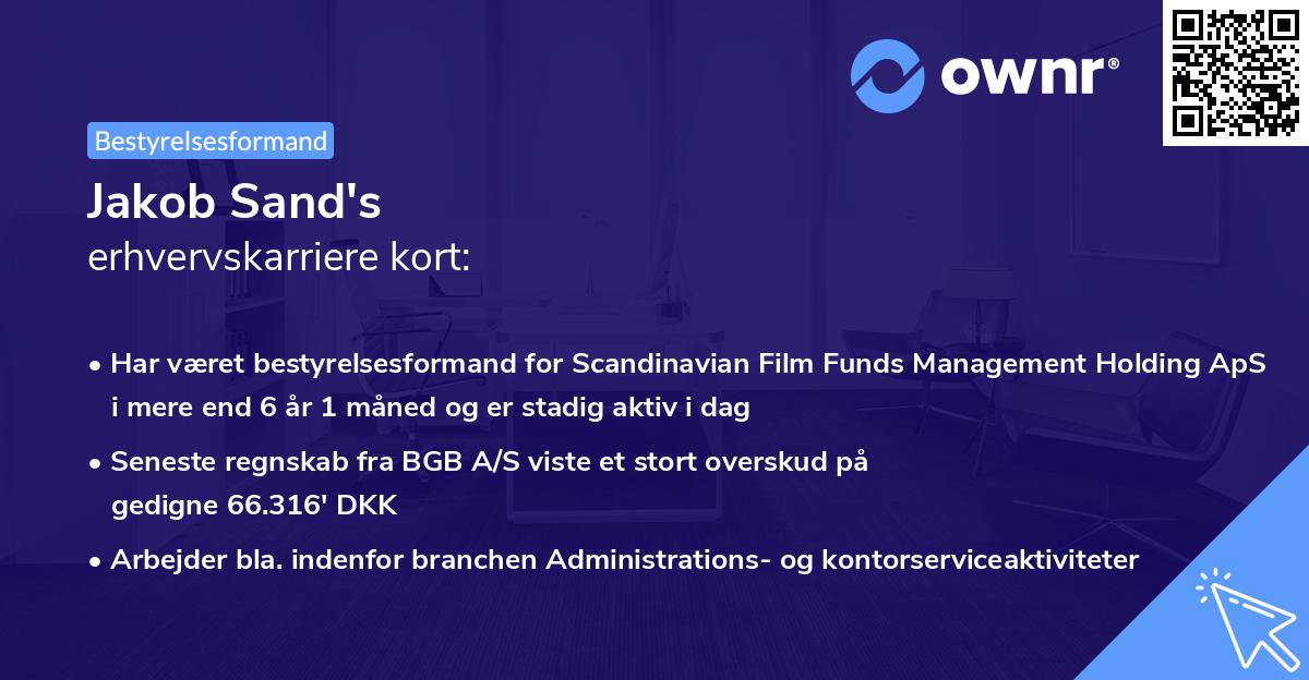 Jakob Sand's erhvervskarriere kort