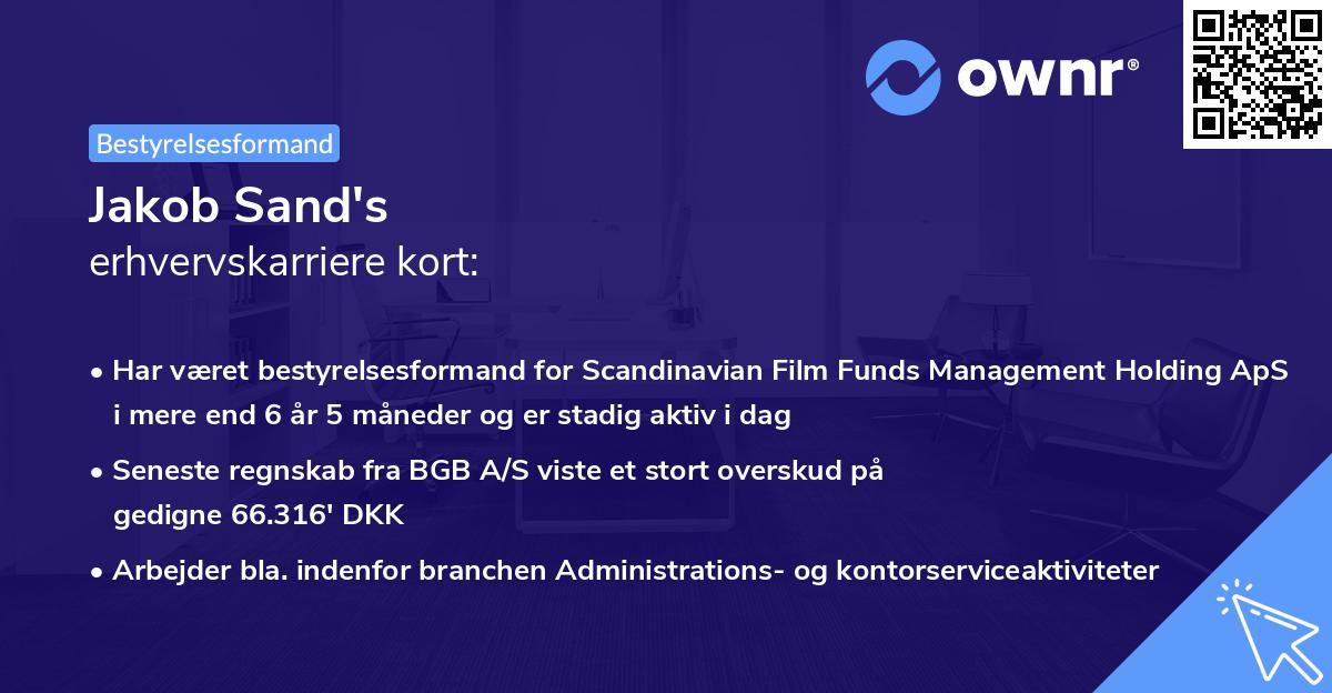 Jakob Sand's erhvervskarriere kort