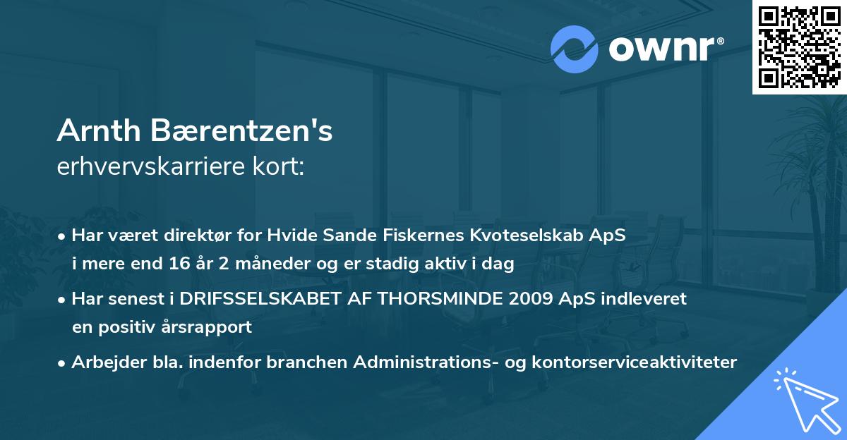 Arnth Bærentzen's erhvervskarriere kort