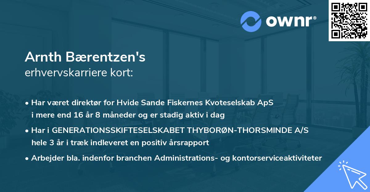 Arnth Bærentzen's erhvervskarriere kort