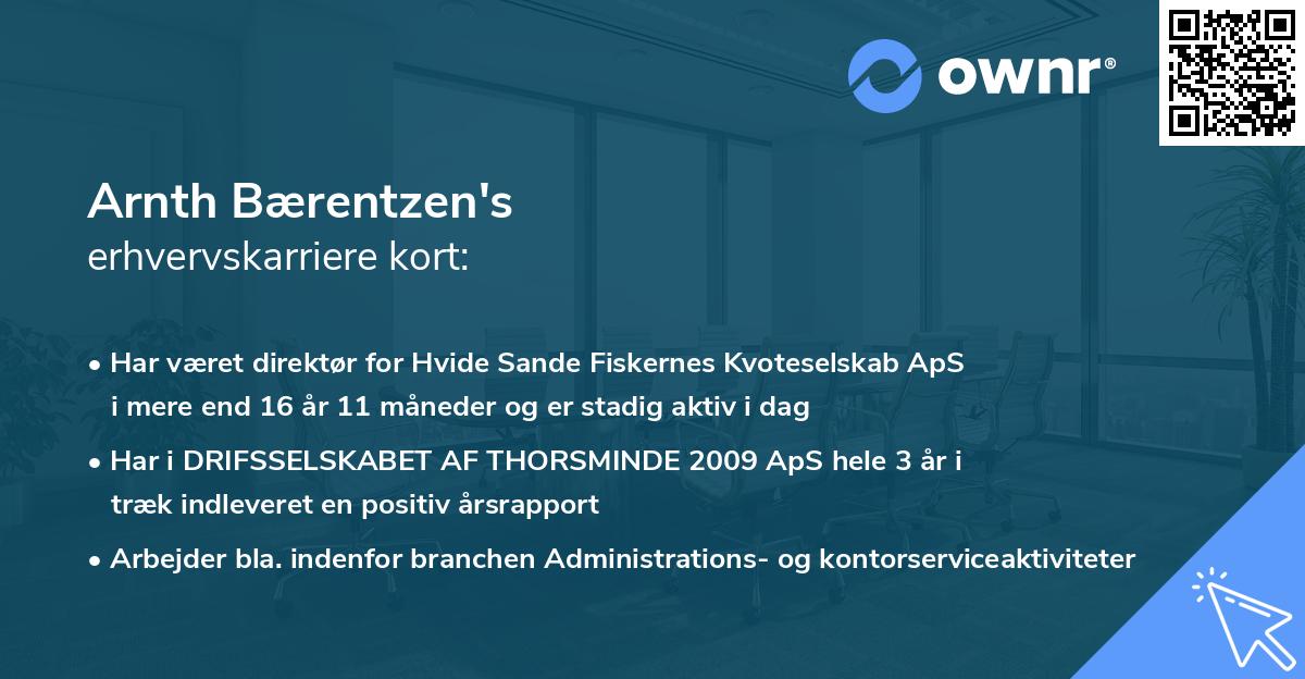 Arnth Bærentzen's erhvervskarriere kort
