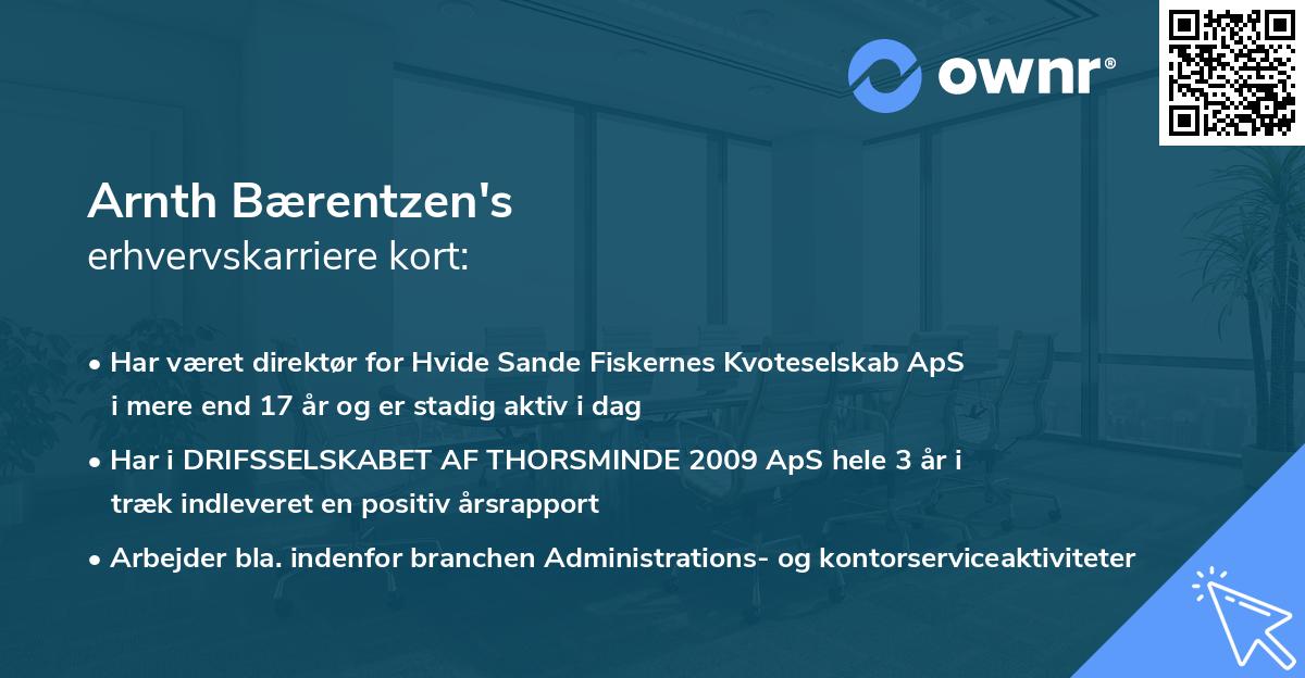 Arnth Bærentzen's erhvervskarriere kort
