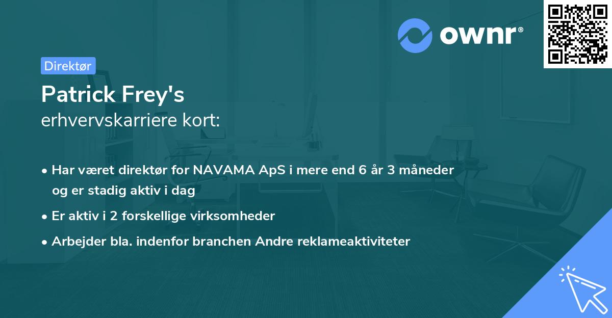 Patrick Frey's erhvervskarriere kort