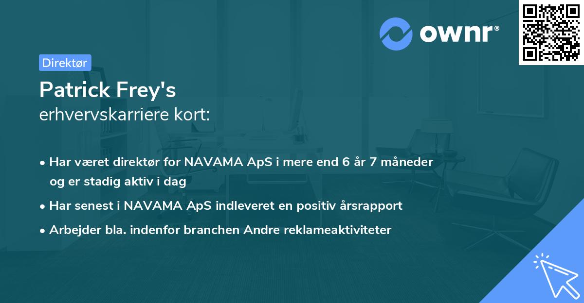 Patrick Frey's erhvervskarriere kort