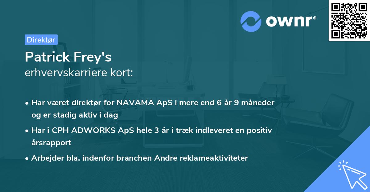 Patrick Frey's erhvervskarriere kort