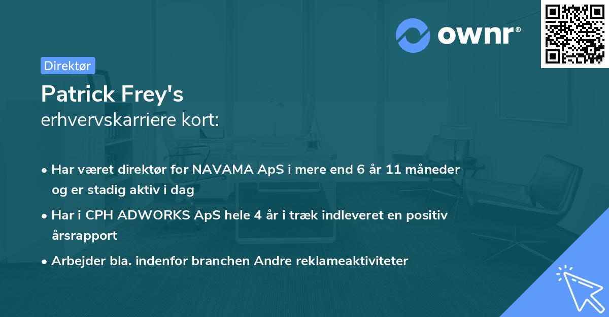 Patrick Frey's erhvervskarriere kort