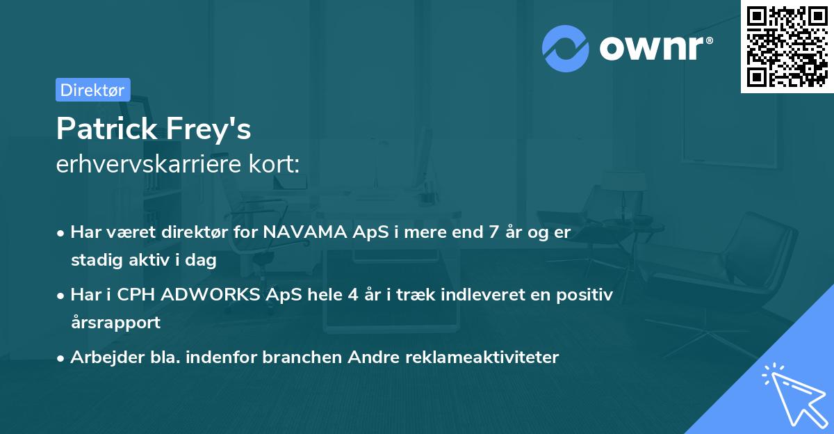 Patrick Frey's erhvervskarriere kort