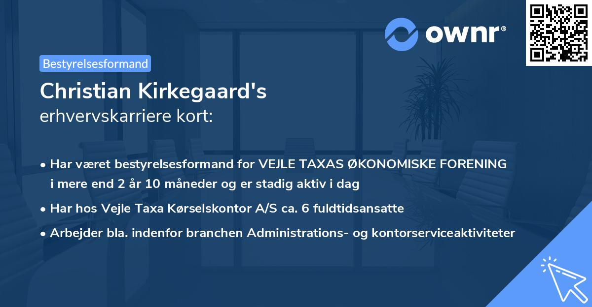 Christian Kirkegaard's erhvervskarriere kort