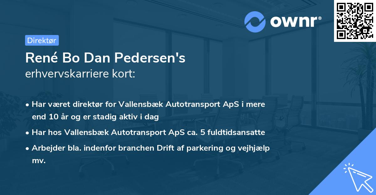 René Bo Dan Pedersen's erhvervskarriere kort