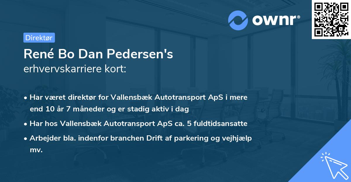 René Bo Dan Pedersen's erhvervskarriere kort