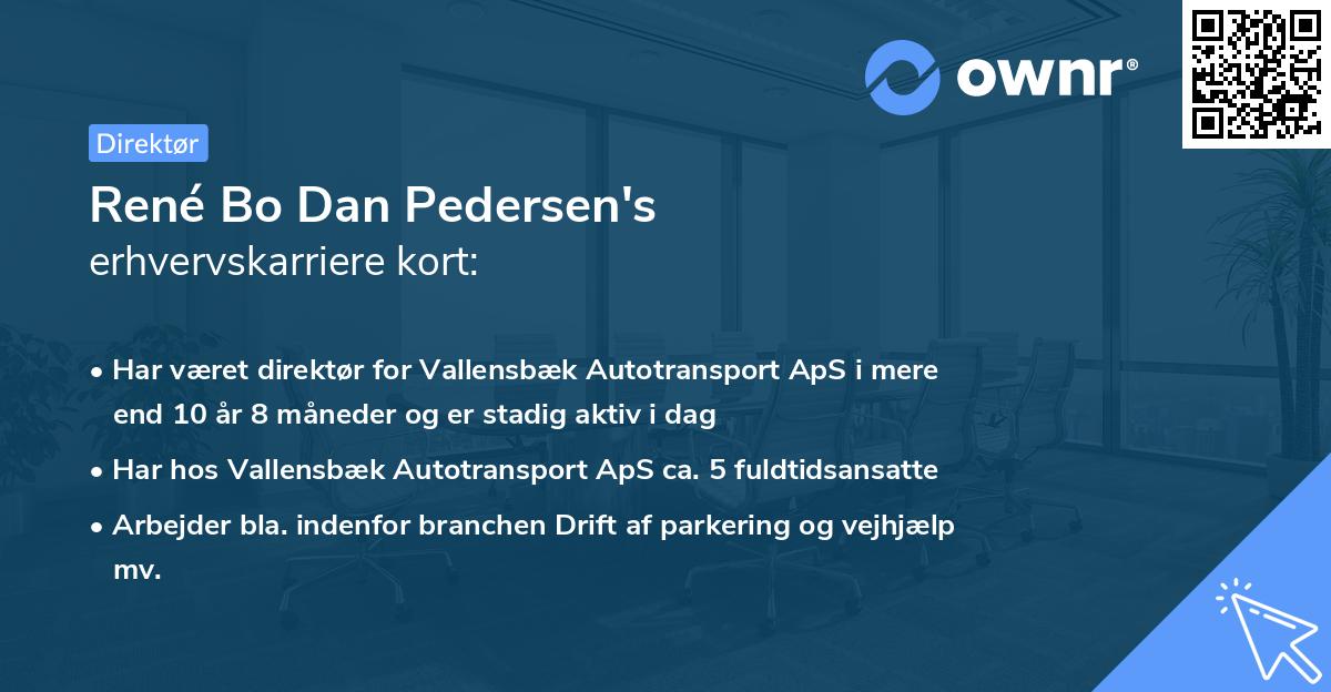 René Bo Dan Pedersen's erhvervskarriere kort