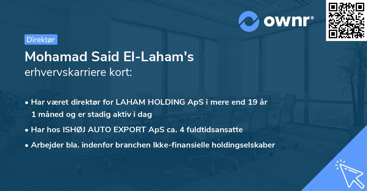 Mohamad Said El-Laham's erhvervskarriere kort