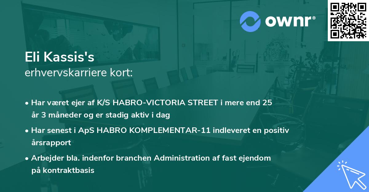 Eli Kassis's erhvervskarriere kort