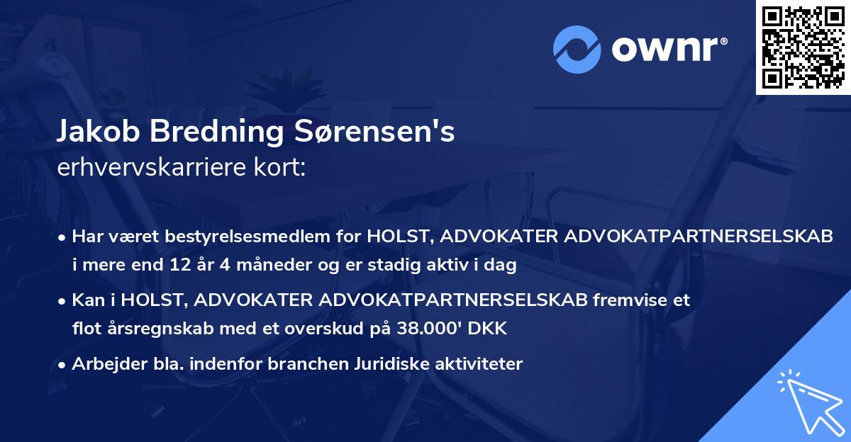 Jakob Bredning Sørensen's erhvervskarriere kort