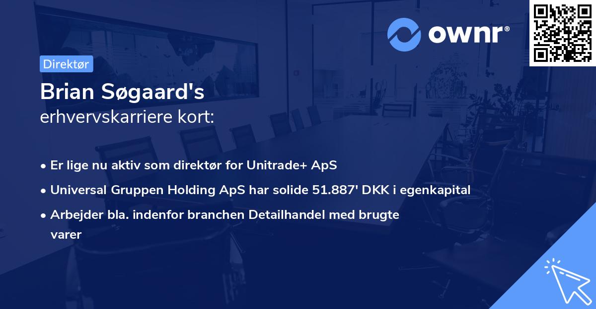 Brian Søgaard's erhvervskarriere kort