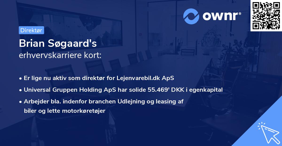 Brian Søgaard's erhvervskarriere kort