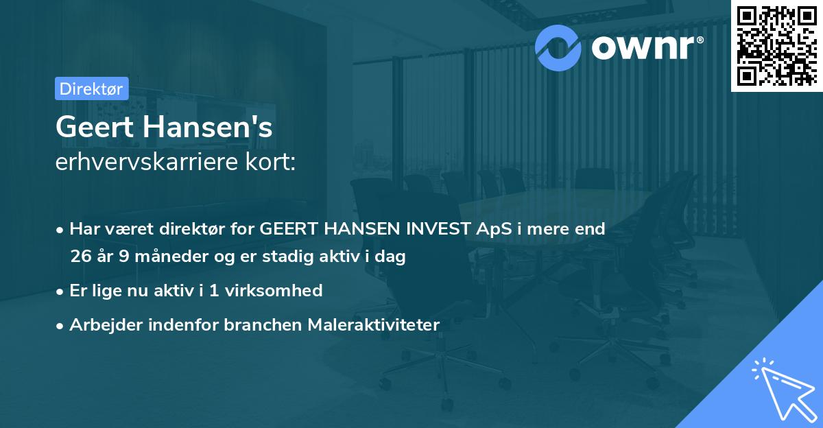 Geert Hansen's erhvervskarriere kort