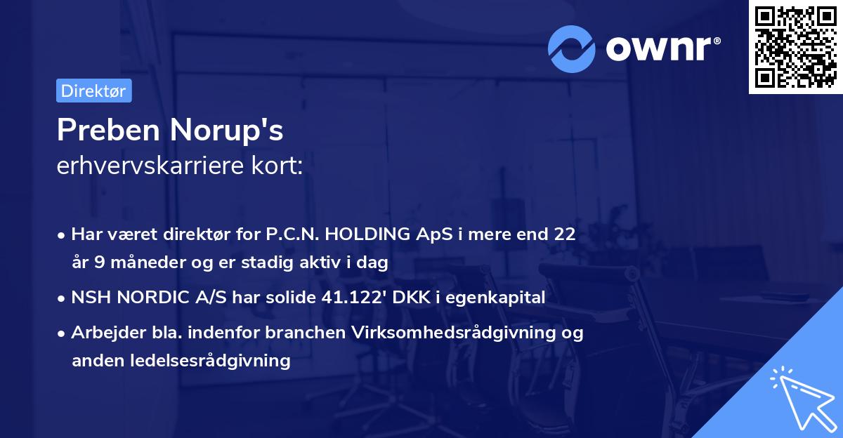 Preben Norup's erhvervskarriere kort