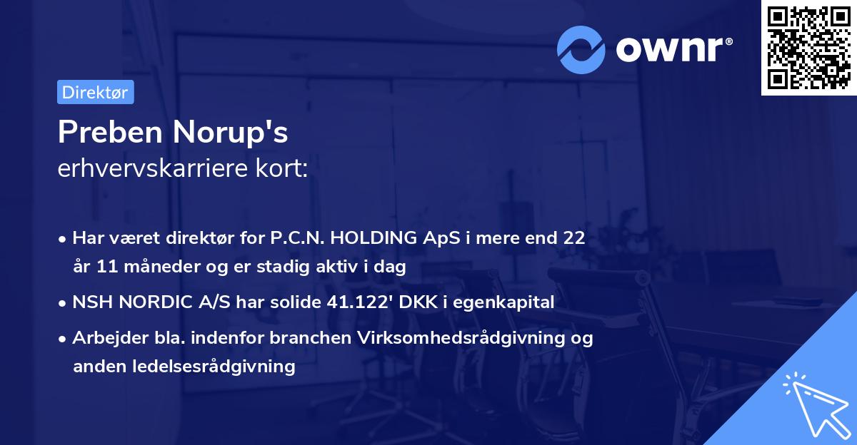 Preben Norup's erhvervskarriere kort