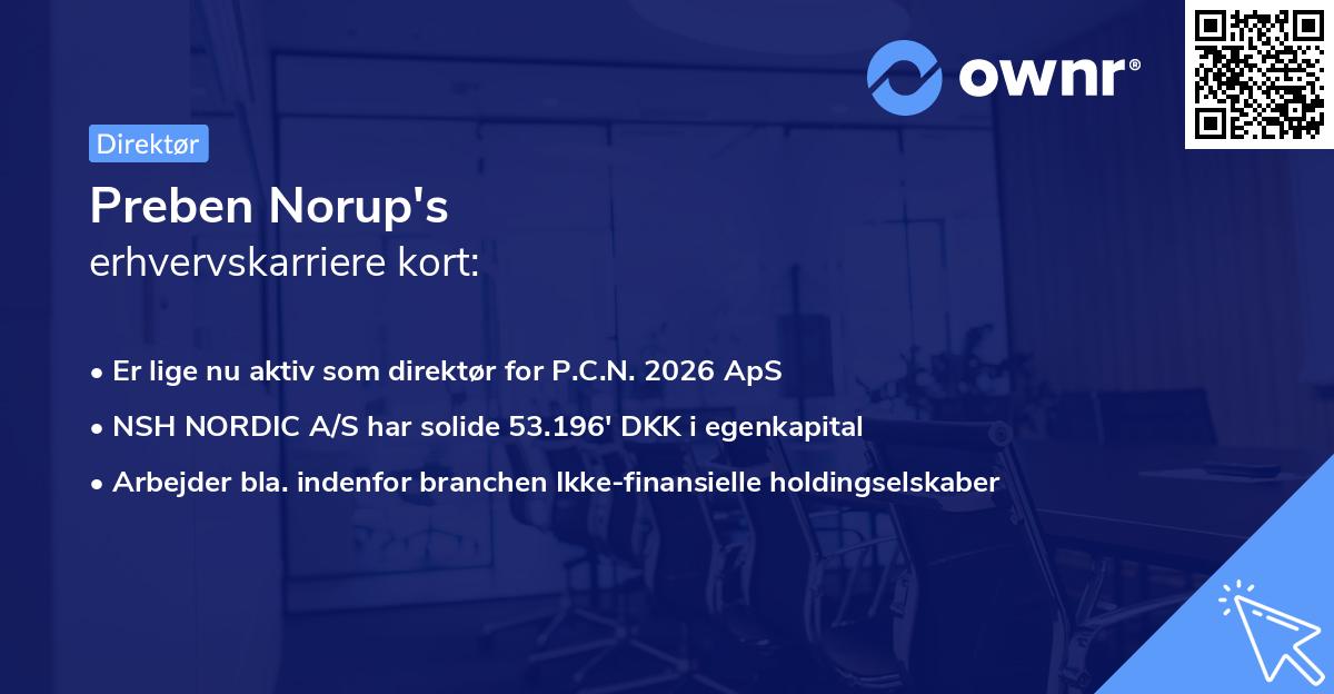Preben Norup's erhvervskarriere kort