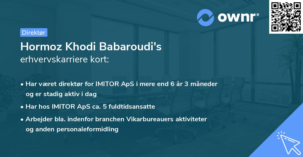 Hormoz Khodi Babaroudi's erhvervskarriere kort