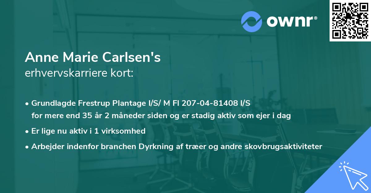 Anne Marie Carlsen's erhvervskarriere kort