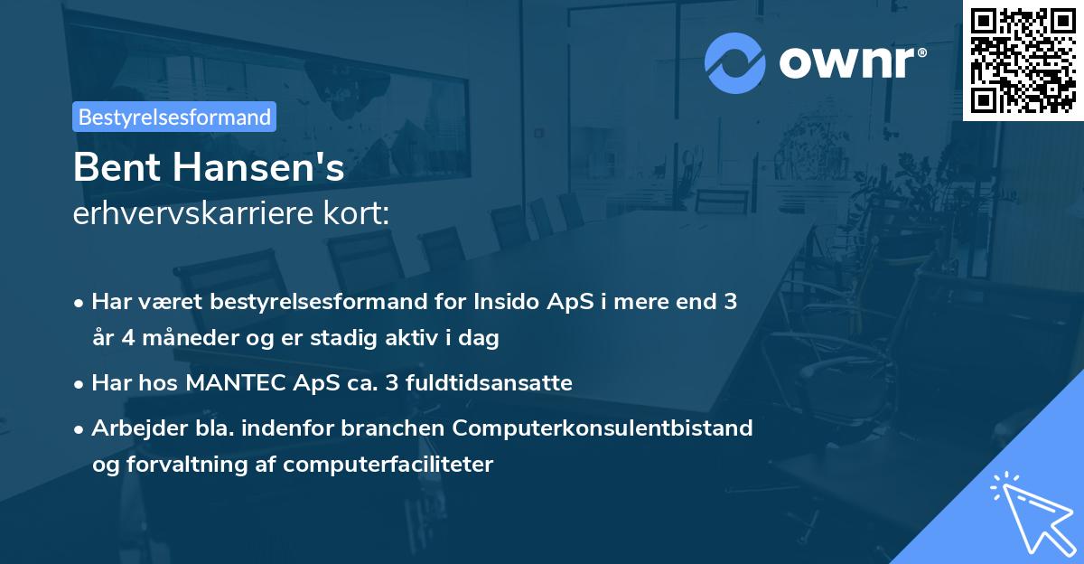Bent Hansen's erhvervskarriere kort