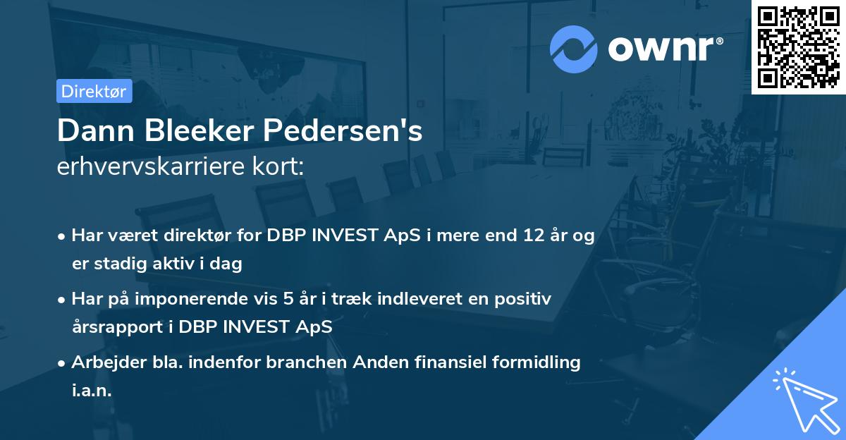 Dann Bleeker Pedersen's erhvervskarriere kort