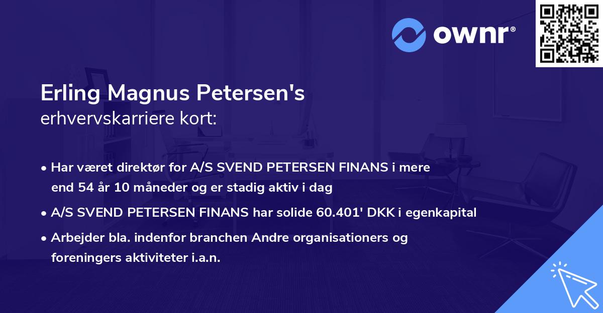 Erling Magnus Petersen's erhvervskarriere kort