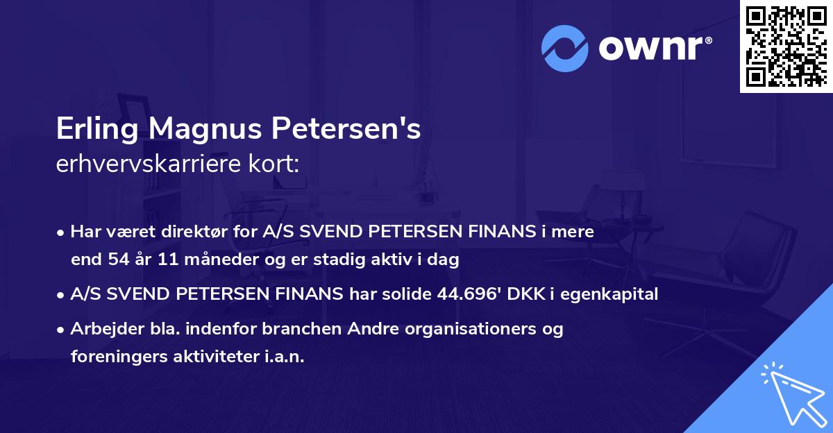 Erling Magnus Petersen's erhvervskarriere kort