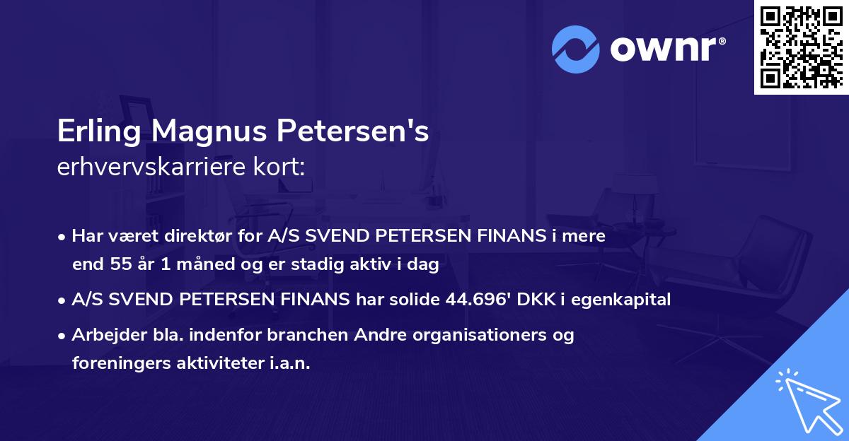 Erling Magnus Petersen's erhvervskarriere kort