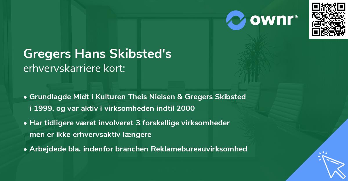 Gregers Hans Skibsted's erhvervskarriere kort