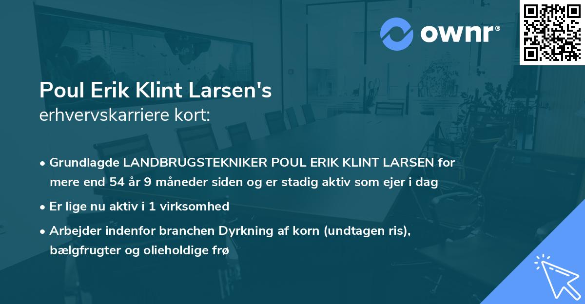 Poul Erik Klint Larsen's erhvervskarriere kort
