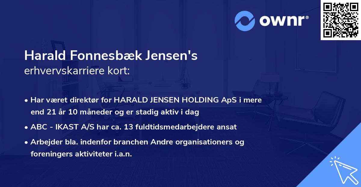 Harald Fonnesbæk Jensen's erhvervskarriere kort