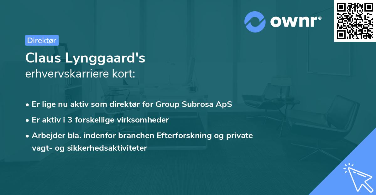 Claus Lynggaard's erhvervskarriere kort