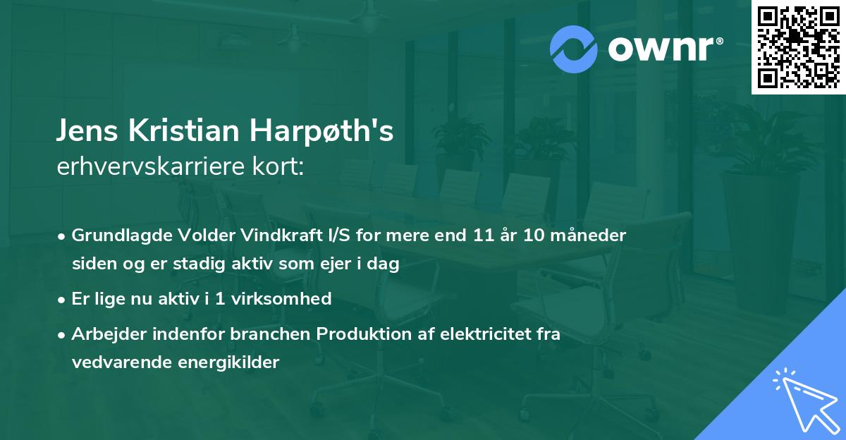 Jens Kristian Harpøth's erhvervskarriere kort