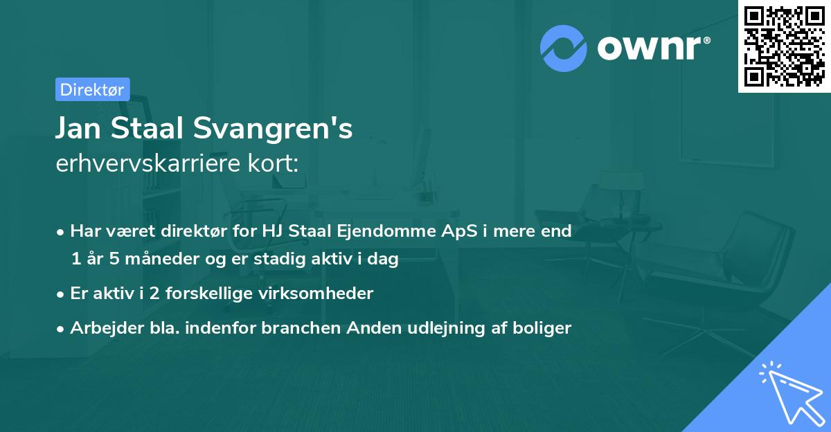 Jan Staal Svangren's erhvervskarriere kort