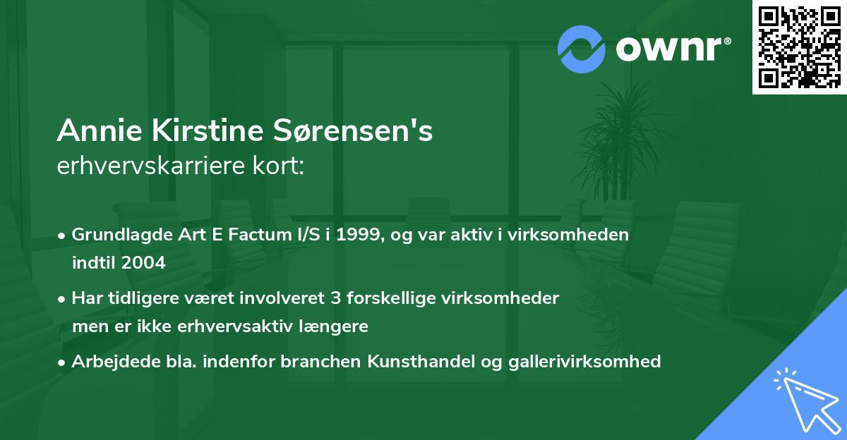 Annie Kirstine Sørensen's erhvervskarriere kort
