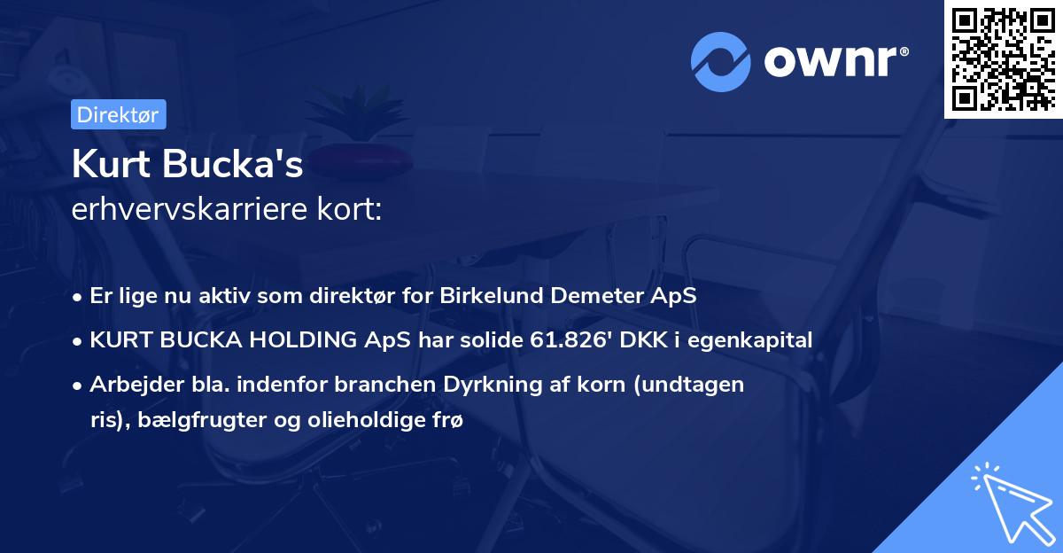 Kurt Bucka's erhvervskarriere kort