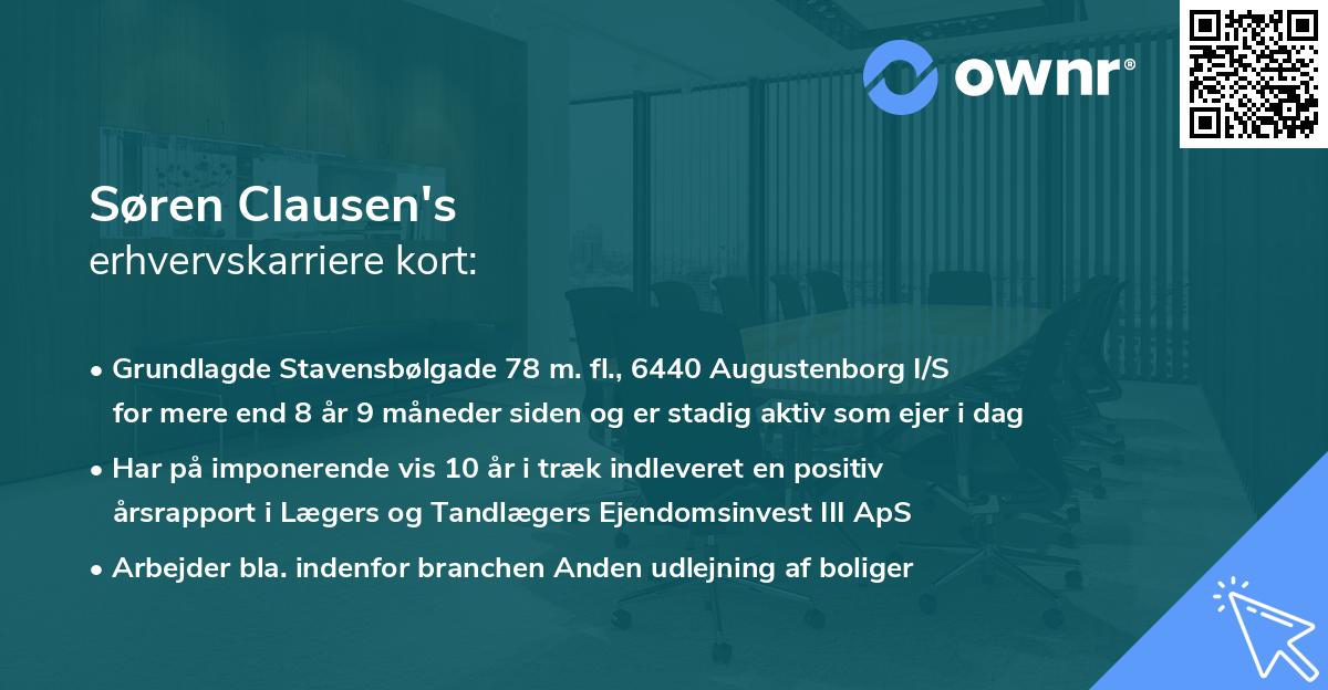 Søren Clausen's erhvervskarriere kort