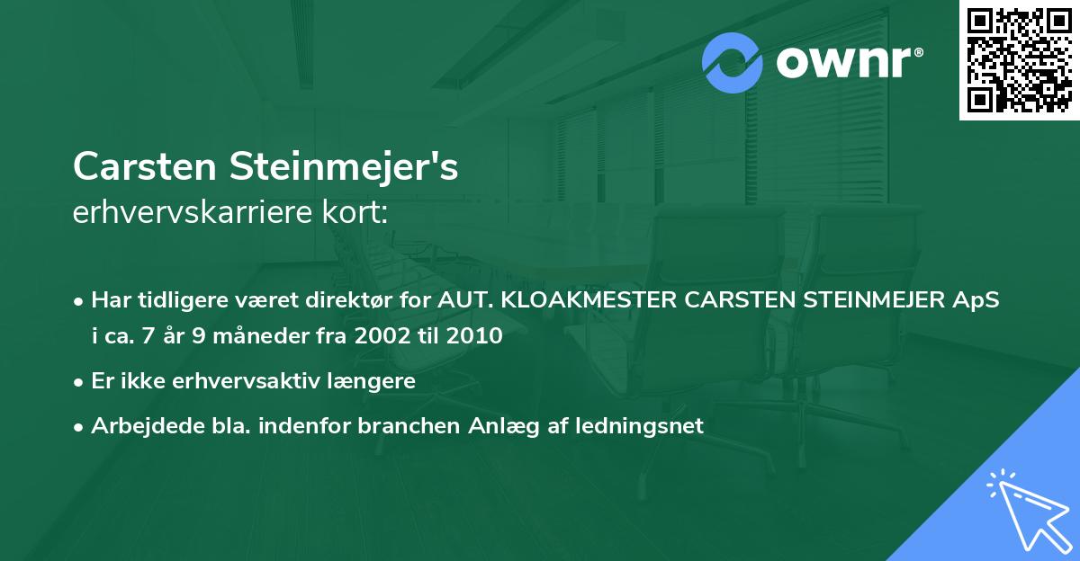 Carsten Steinmejer's erhvervskarriere kort