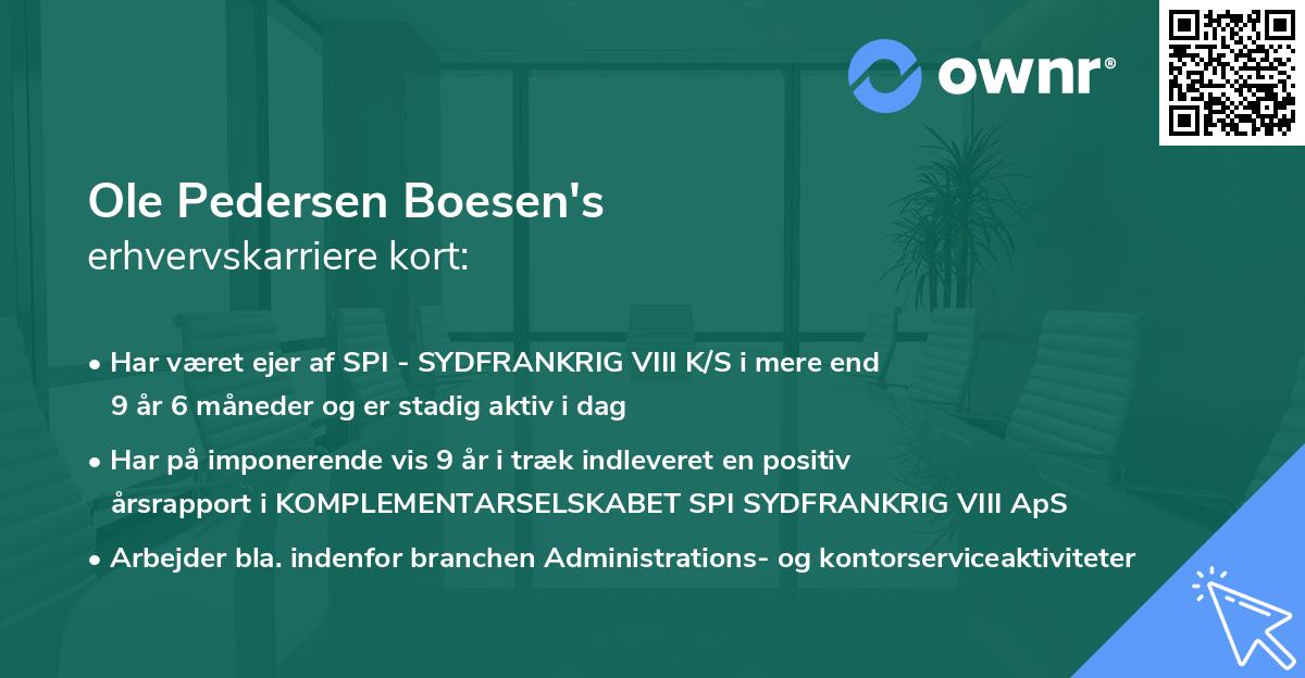 Ole Pedersen Boesen's erhvervskarriere kort