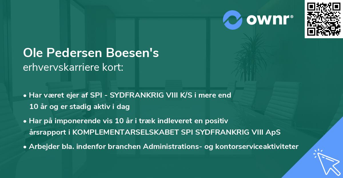 Ole Pedersen Boesen's erhvervskarriere kort