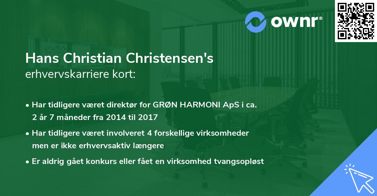 Hans Christian Christensen's erhvervskarriere kort